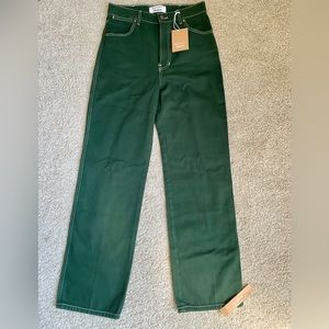 Brand new Reformation Cowboy High Rise Straight Jeans in Emerald, size 26